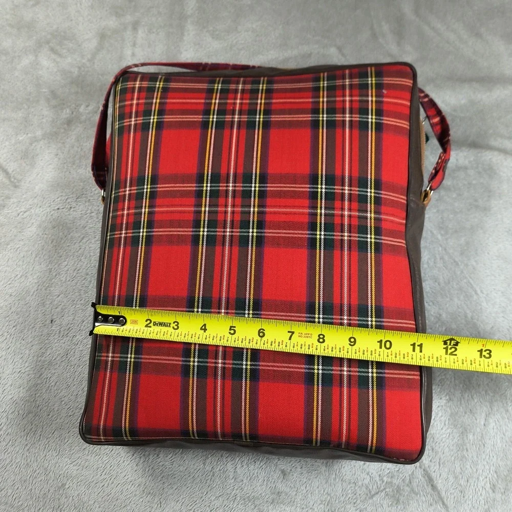Vintage Troy Leisure Blanket‎ And Bag Red Plaid Tartan Carrying Case Made In USA